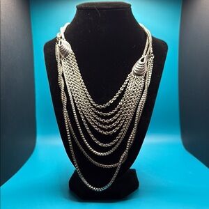 Elegant Silver Layered Necklace